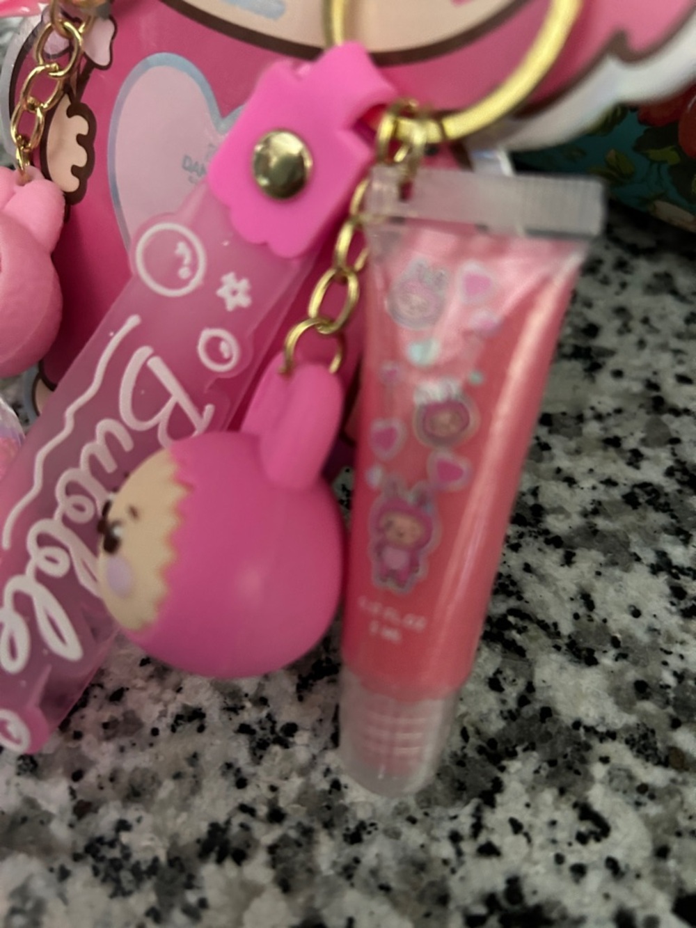 Pink Kids Keychain Set – 2-Pack Playful Bubble & Baby Charms - Picture 6 of 7
